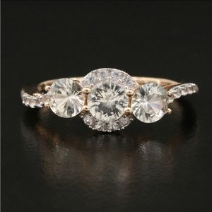 Sapphire and white topaz 9k gold ring